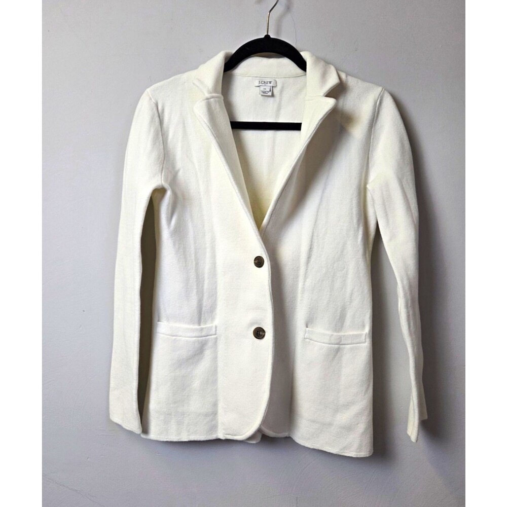 J. Crew Women's White Cotton Button-Front Mid-Length Sweater w/ Pockets XS